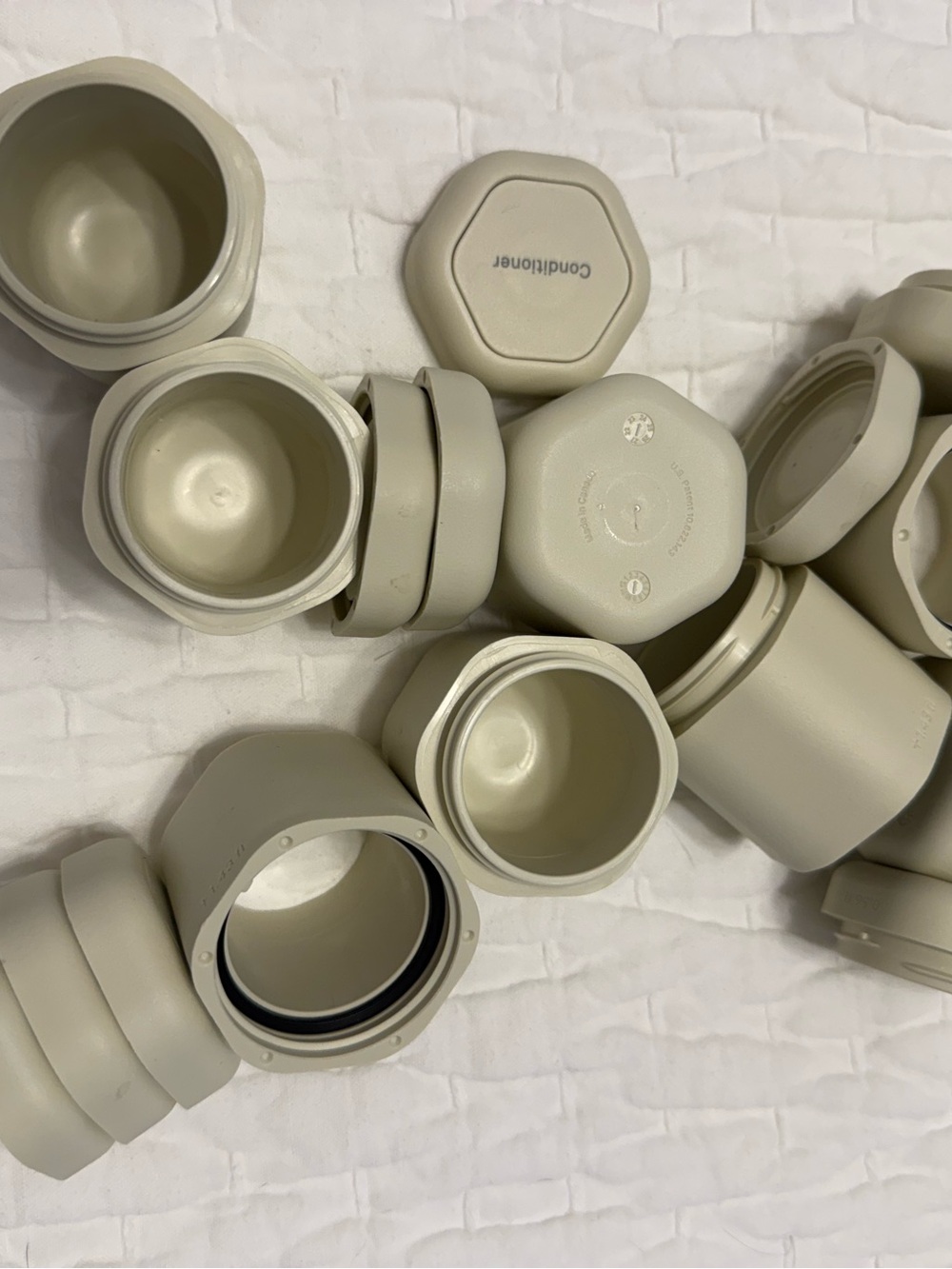 Cadence travel toiletry containers Neutral Beige Modular Connector Caps by
